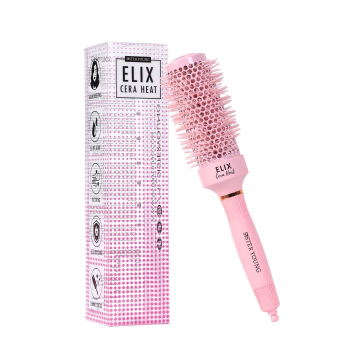 SisterYoung ELIX CERA HEAT PINK keraaminen pyöreä hiusharja 43 mm 1 kpl kuva 4