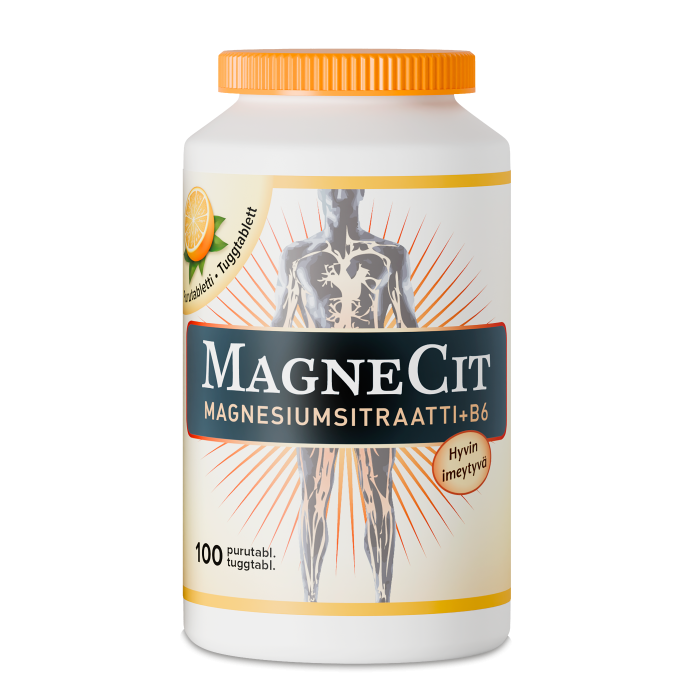 MagneCit Magnesiumsitraatti+B6-vitamiini 100 purutabl