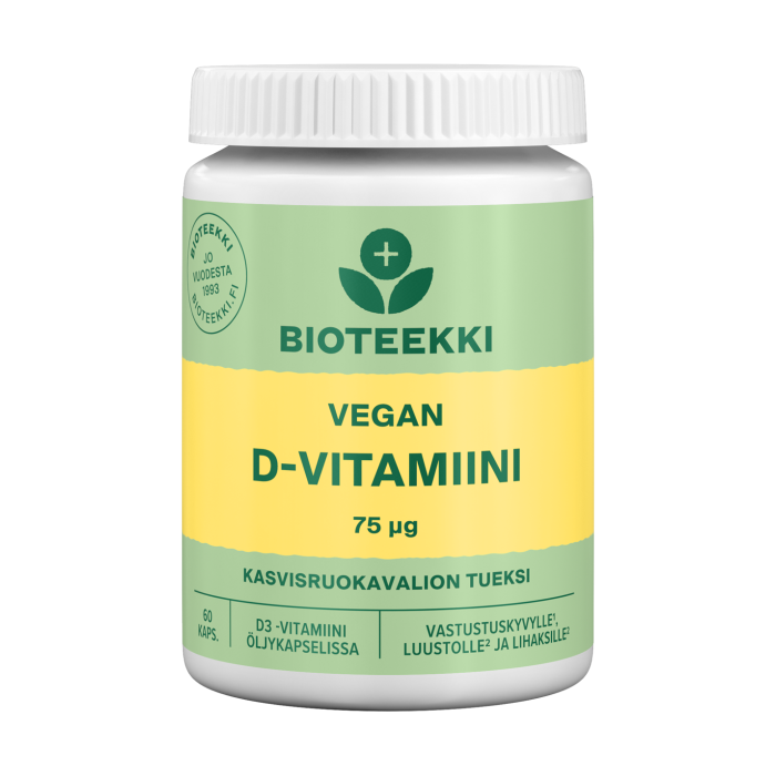 Bioteekki Vegan D-vitamiini 75 mikrog. 60 kaps kuva 2