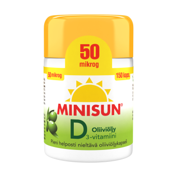 Minisun D-vitamiini Oliiviöljy 50 mikrog 150 KPL