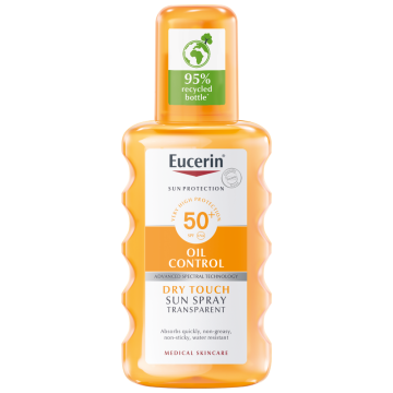 Eucerin Sun Spray Transparent SPF50 auringonsuojaspray suihkepullo 200 ml